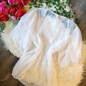 White Vintage Sheer Mesh Lace Sleep Jacket Robe!